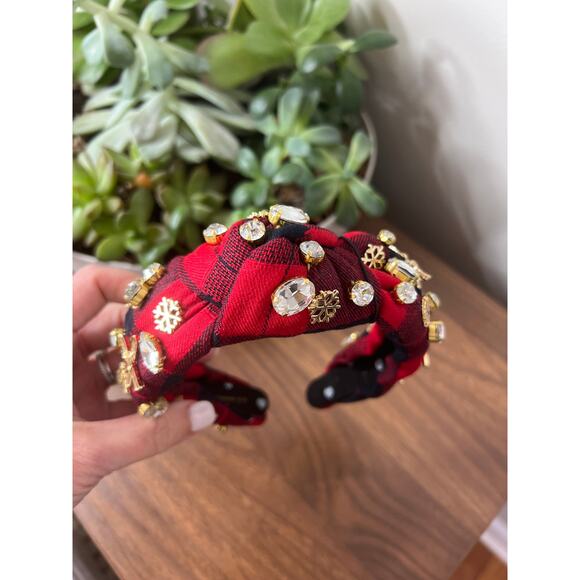 Lele Sadoughi Accessories - NWT Lele Sadoughi Apres Ski Crystal Knotted Plaid Headband Hot Toddy Size: O/S